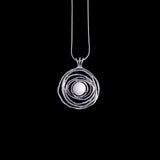 Sterling Silver Necklace with Twisted Pendant and Pearl