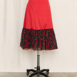 Vintage Yves Saint Laurent Red Tule Midi Skirt