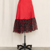 Vintage Yves Saint Laurent Red Tule Midi Skirt
