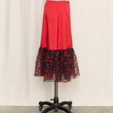 Vintage Yves Saint Laurent Red Tule Midi Skirt