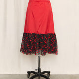 Vintage Yves Saint Laurent Red Tule Midi Skirt