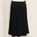 Biella Collezioni Black Wool A-Line Skirt