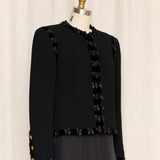 Vintage Wool Black Blazer with Bow Appliqué