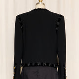Vintage Wool Black Blazer with Bow Appliqué