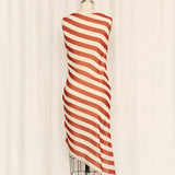 Aliviero Martini Striped Silk Dress