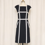 Bottega Veneta Black Dress with Grey Stripes