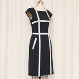 Bottega Veneta Black Dress with Grey Stripes