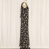 Lauren Ralph Lauren Black and Tan Floral Silk Dress