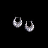 Vintage Sterling Silver Scalloped Hoop Earrings