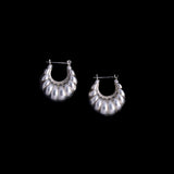 Vintage Sterling Silver Scalloped Hoop Earrings